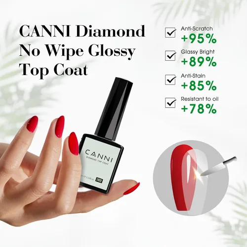 Miniatura 3 de CANNI - Juego de 2 capas de esmalte de uñas de gel sin necesidad de limpieza y capa base, acabado brillante, duradero, esmalte de uñas de gel