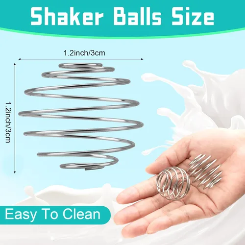Miniatura 3 de 2 piezas de bolas agitadoras de acero inoxidable con batidor de alambre para mezclar proteínas, para vaso batidor mezclador (diámetro 1.2 pulgadas)
