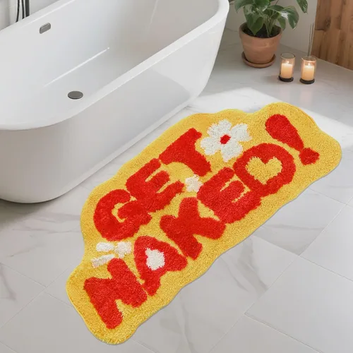 Miniatura 10 de Get Naked - Alfombra de baño negra – Divertida alfombra de baño antideslizante de felpa, 20 x 40 pulgadas, microfibra absorbente de secado rápido