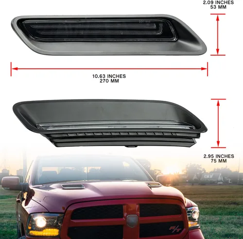 Miniatura 7 de Kit de barra de luz LED para campana de ventilación compatible con RAM 1500 Sport Hood Switchback 2010-2022 Lámpara de conducción DRL blanca