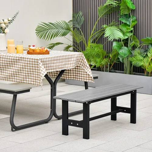 Miniatura 4 de Giantex Asiento de banco para exteriores para 2 personas, banco de jardín sin espalda, silla exterior de 47 pulgadas resistente a la intemperie
