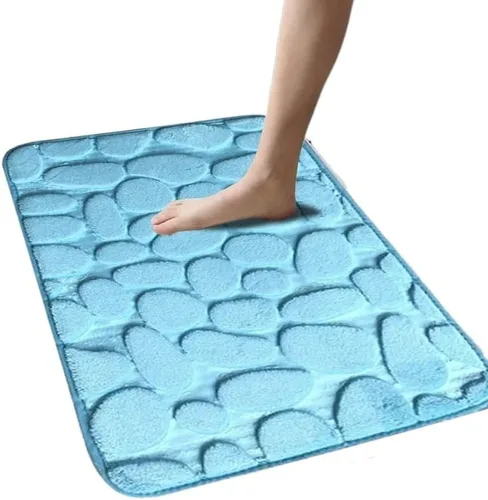 Miniatura 8 de Alfombra antideslizante de Baño De Franela Gruesa Antideslizante, Almohadilla De Espuma Viscoelástica, Adoquín En Relieve, Alfombra De Suelo De