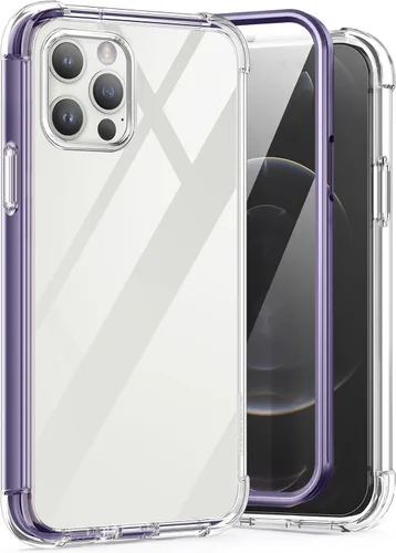 Miniatura 10 de SURITCH Funda transparente para iPhone 12/iPhone 12 Pro de 6.1 pulgadas, [protector de pantalla integrado] cubierta protectora de cuerpo completo a