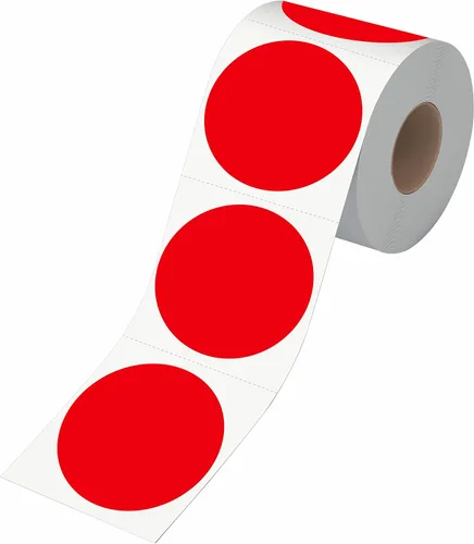600 PCS Etiquetas Adhesivas Redondas de Código de Color Rojo Puntos Círculos para Inventario con Línea de Perforación en Rollo (2" de Diámetro)