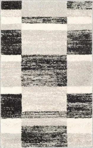 Miniatura 9 de SAFAVIEH Retro Collection - Alfombra de pasillo, 2 pies 3 pulgadas x 7 pies, negro y gris claro, diseño abstracto moderno, no desprende pelusa