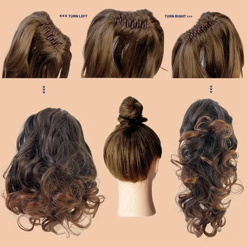 Miniatura 6 de PRETTYSHOP 16 o 20 pulgadas clip para el pelo en extensión cola de caballo 2 en 1 rizada resistente al calor
