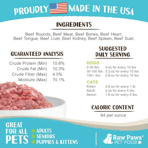 Miniatura 3 de Raw Paws Signature Blend - Alimento para mascotas para perros y gatos, receta de carne, rollos de 1 libra (paquete de 20) - Alimento fresco