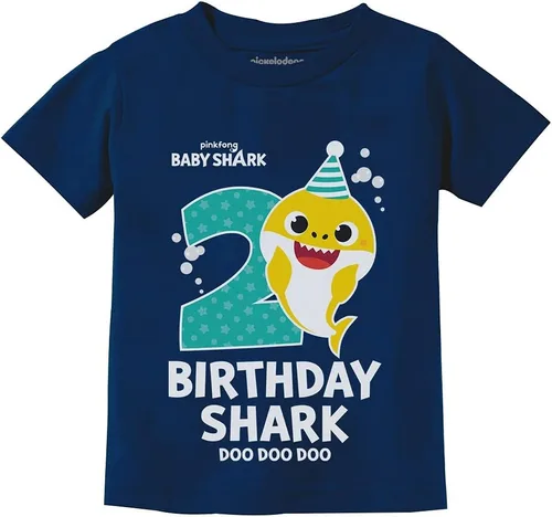 Camiseta de 2 cumpleaños de Baby Shark, traje para niños o niñas de 2 años, linda camiseta de fiesta para niños