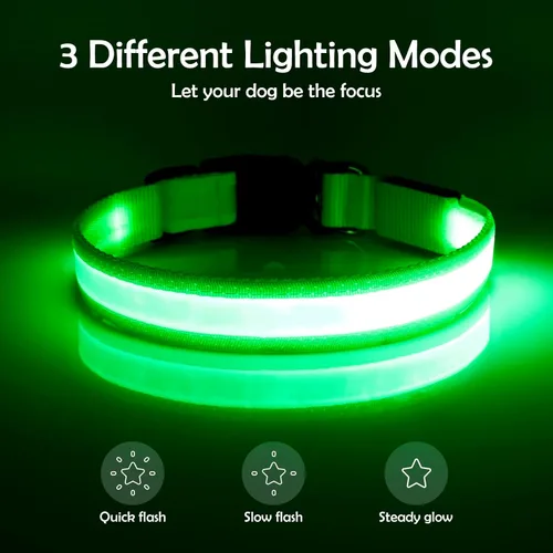Miniatura 2 de Collar LED para Perros Vizpet, Collar para Perros Luminoso Ajustable Recargable por USB Super Brillante Luz de Seguridad Collares Brillantes