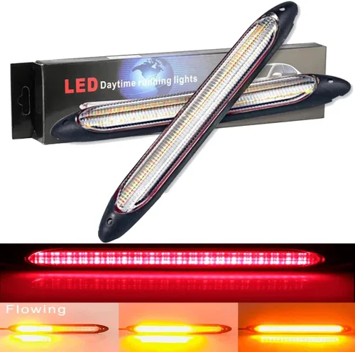 Miniatura 7 de YSY Tira de luces LED DRL para circulación diurna, impermeable, 12 V, luz de giro secuencial, flujo amarillo, universal, 2