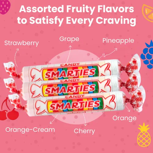 Miniatura 7 de Smarties Candy Bulk Rolls Sabor original, sin gluten y vegano, dulzura clásica de una empresa familiar desde 1949, sin maní y sin lácteos, caramelo