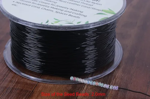 Miniatura 3 de KONMAY 1 rollo de cuerdas elásticas redondas de 0.024 in con estuche organizador, cordón elástico de cristal negro de 109 yardas para hacer pulseras
