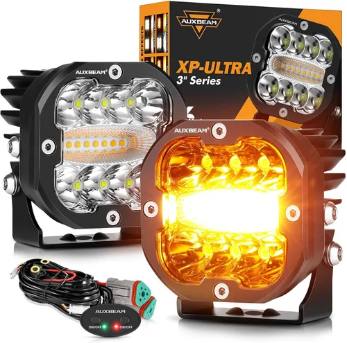 Miniatura 20 de Auxbeam Pods LED de 5 Pulgadas, Serie XP-Ultra Luz de Conducción Todoterreno 110W Super Foco Barra de Luz Cubo con Cubierta Ámbar, Luces Antiniebla