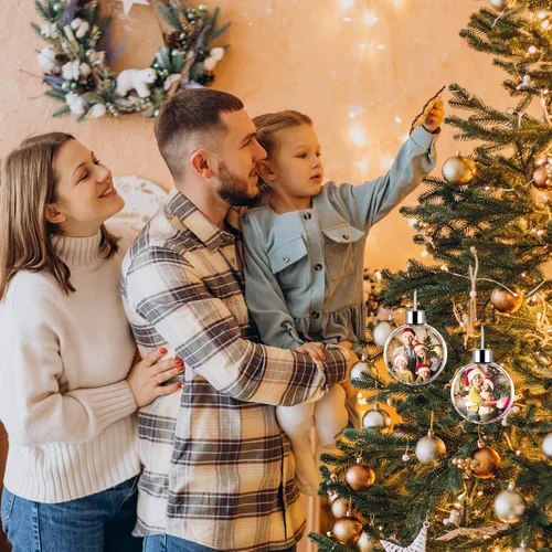 Miniatura 4 de Bemaystar Bolas de fotos personalizadas, adornos de Navidad personalizados, adornos de imagen de doble cara para árboles, decoración de Navidad