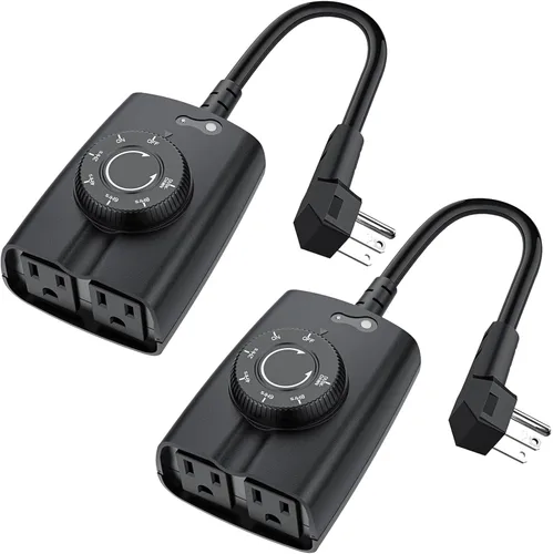 Miniatura 9 de G-Homa Temporizador mecánico de 24 horas para exteriores, temporizador para exteriores para luces, resistente al agua, 2 salidas a tierra, 15 A 1/2