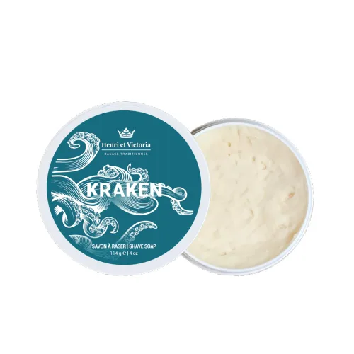 Henri et Victoria Jabón de afeitar tradicional para hombres | Fragancia Kraken | Afeitado suave, enjabona bien, aroma de larga duración | Fabricado