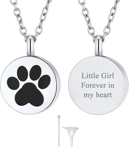 Miniatura 184 de FindChic Collares personalizados con urna para cenizas, barra vertical, gato, luna, reloj de arena, garra de perro, acero inoxidable, chapado en oro