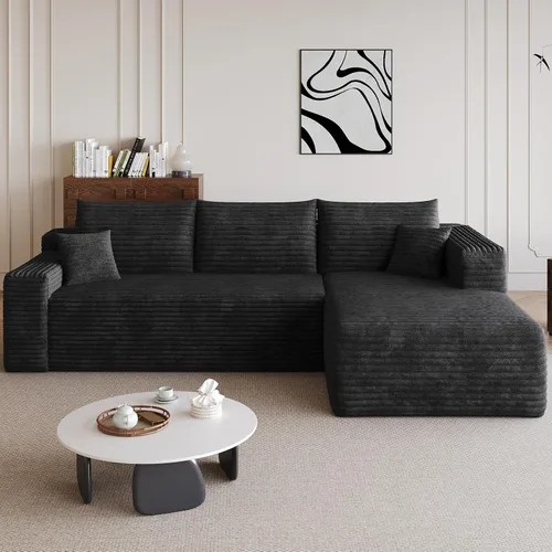 Miniatura 25 de Sofá seccional Cloud de 96 pulgadas, sofá deshuesado para sala de estar, sofá modular con asiento profundo, sofá de pana cómodo y esponjoso con Negro