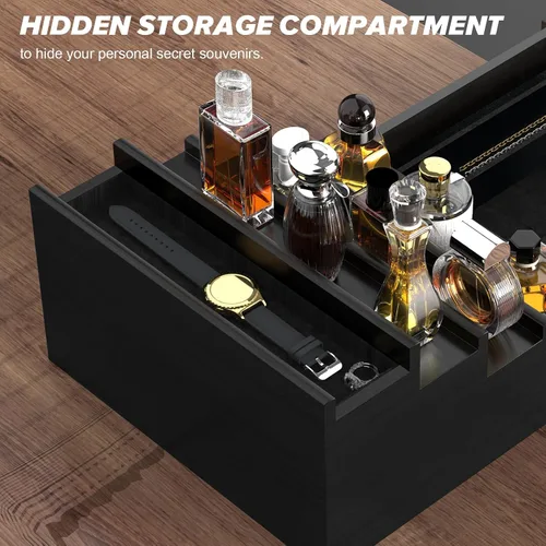 Miniatura 2 de Organizador de colonia upcessory para hombres, organizador de perfume de madera negra de 4 niveles con cajón forrado de fieltro y compartimento