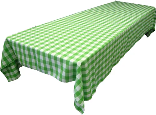 Miniatura 38 de LA Linen Mantel rectangular de poliéster Gingham a cuadros 60 por 84 pulgadas, blanco y verde oscuro