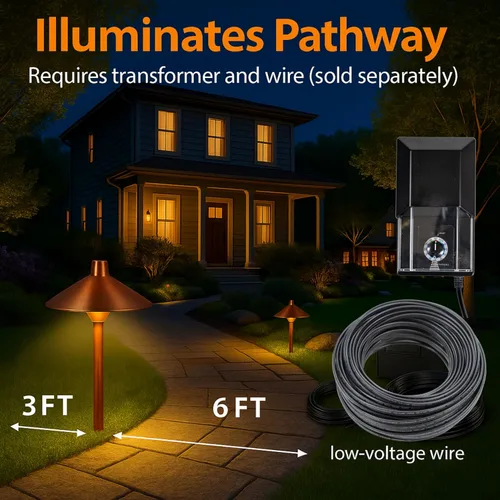 Miniatura 5 de Luz LED Pathway 126 para paisaje (paquete de 4) 12 V, cobre sólido, bajo voltaje, 4 W, G4, bombilla LED incluida para exteriores, hongos, seguridad