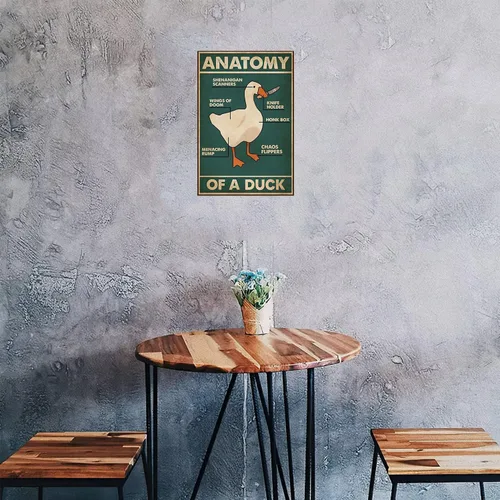 Miniatura 6 de Knowledge - Cartel de metal con diseño de anatomía de un pato retro, para restaurante, cafetería, sala de estar, cocina, baño, hogar, decoración