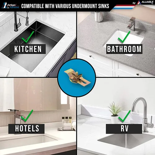Miniatura 5 de Juego de 10 clips para fregadero de alta calidad, clips para fregadero empotrados, soportes para fregadero, clips para fregadero de baño, clips