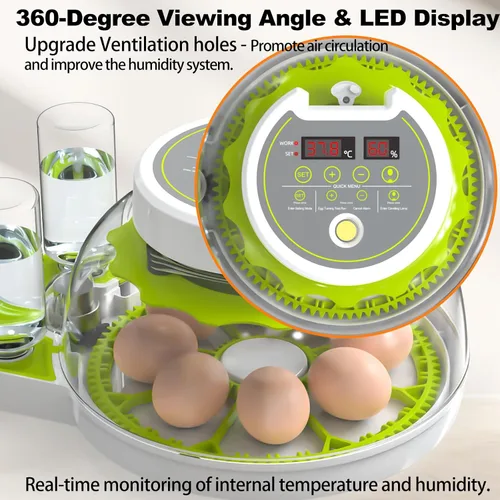 Miniatura 7 de Incubadoras DEZHXHE para incubar huevos, incubadora de huevos de gallina con giro automático de huevos, control de temperatura y pantalla