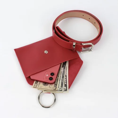 Miniatura 3 de Danse Jupe - Riñonera de piel sintética para mujer, diseño de cinturón, B1 - Rojo, talla única