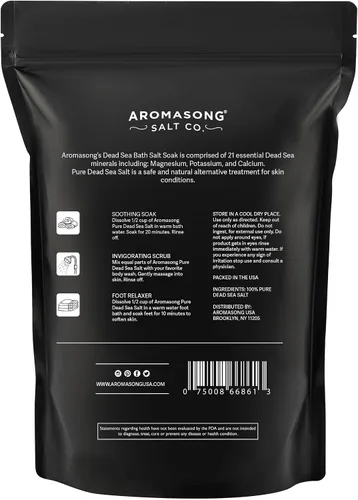 Miniatura 9 de Aromasong Baño de sal del mar muerto remojo 6 libras. Paquete a granel – Sales del Mar Muerto 100% naturales para remojar, relajar y desintoxicar