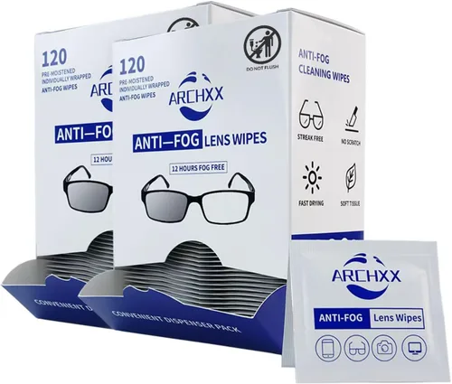 Miniatura 9 de ARCHXX Toallitas antiempañamiento para gafas, 120 unidades, toallitas de limpieza prehumedecidas, limpiador de lentes para gafas, gafas de sol