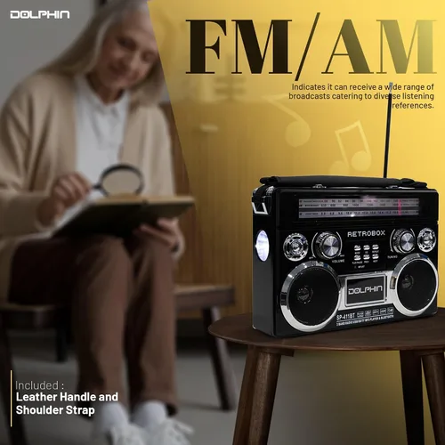 Miniatura 5 de Dolphin Radio AM/FM portátil Bluetooth RETROBOX (negro)