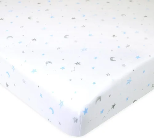 Miniatura 23 de American Baby Company Sábana bajera ajustable para mini cuna 100% algodón natural, de 38" x 24", suave y transpirable, sábana pequeña tipo nido Azul