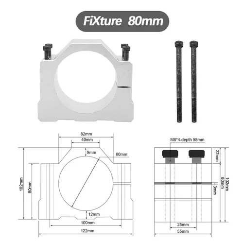 Miniatura 5 de Soporte de motor CNC, abrazadera de montaje de motor de husillo de aluminio con tornillos, juego de herramientas para husillo CNC grabado máquina
