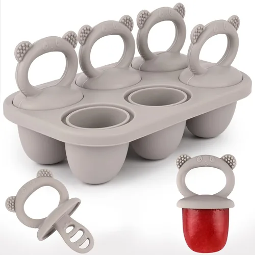 Miniatura 8 de Sakolla Moldes de silicona para paletas de bebé con 6 cavidades, moldes para paletas de leche materna para aliviar la dentición, molde de paletas