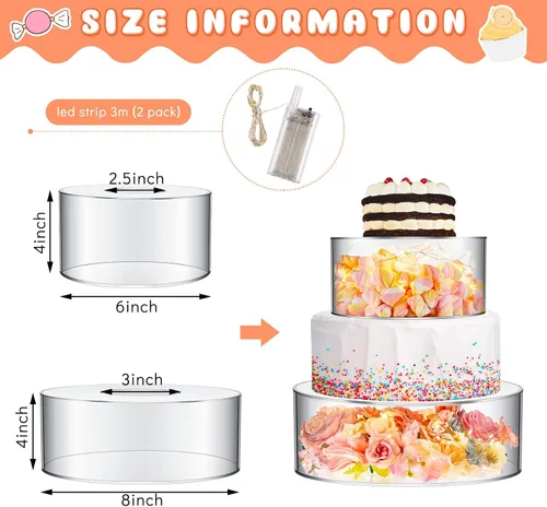 Miniatura 2 de Sunnyray 2 piezas de soportes acrílicos para pasteles para mesa de postres, con relleno transparente, elevador de pasteles y niveles de cupcakes