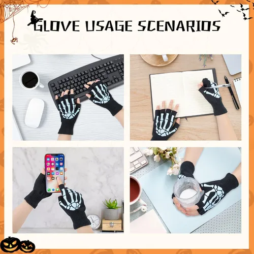 Miniatura 6 de Simplicity guantes unisex completos con diseño de esqueleto que brilla en la oscuridad