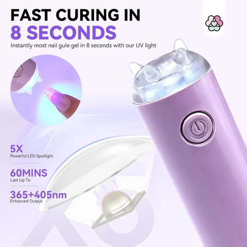 Miniatura 3 de Kit de pegamento de uñas sólido en gel Saviland y removedor de pegamento de uñas: luz UV para uñas, herramientas completas para uñas postizas