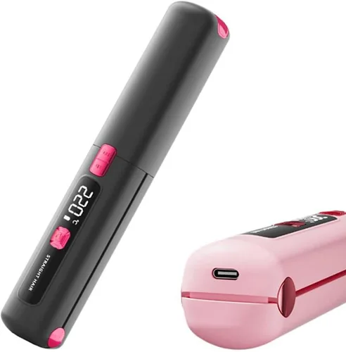 Alisador y rizador de viaje portátil 2 en 1, alisador de pelo inalámbrico de 4500 mAh, plancha plana LCD recargable, mini plancha rizadora de