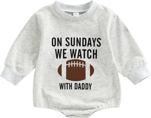Muasaaluxi Ropa para bebé recién nacido, niñas y niños, los domingos, con texto en inglés We Watch Football with DaddyMom, sudadera para el otoño