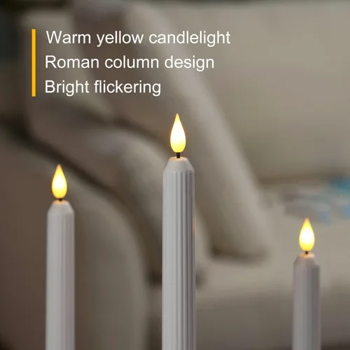 Miniatura 6 de 5plots Velas cónicas blancas sin llama con control remoto, temporizador, columna romana, velas cónicas LED que funcionan con pilas, candelabros LED