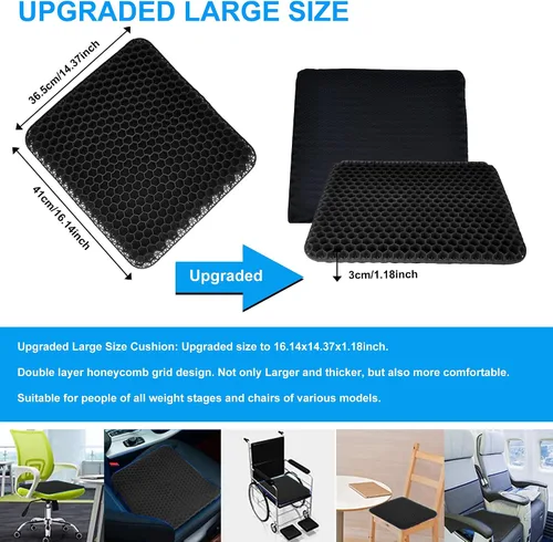 Miniatura 6 de Yimiyaa Cojín de Gel para Asiento, Cojín de Gel Grueso Doble en Forma de Huevo para Alivio del Dolor por Presión, Almohadillas Transpirables