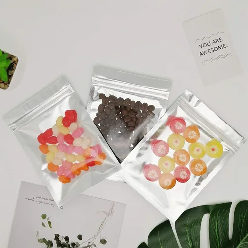 Miniatura 5 de Paquete de 100 bolsas de Mylar resellables, bolsas planas de 4 x 6 pulgadas con cierre de cremallera, bolsa de embalaje de almacenamiento