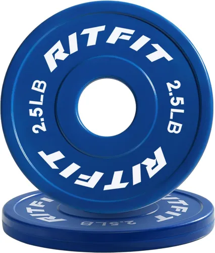 Miniatura 12 de RitFit Fractional Rubber Weight Plates, Colored Bumper Plates for Starting Strength and Progressive Overload Training, Pair and Sets