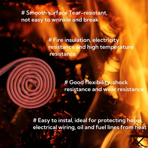 Miniatura 6 de 1-1/5"(30mm) ID protección térmica contra incendios armadura térmica de fuego manga de silicona recubierta de fibra de vidrio para líneas de Rojo