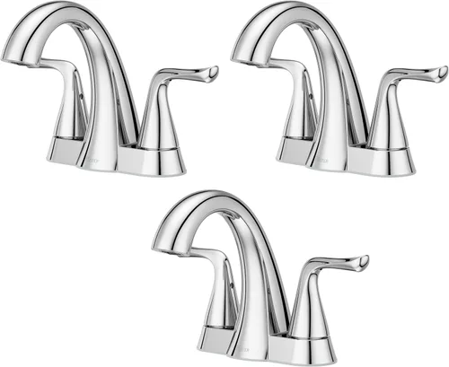 Miniatura 26 de Grifo Pfister Willa para lavabo de baño, 8 pulgadas de separación amplia, 2 manijas, 3 orificios, certificado NSF, acabado dorado cepillado, Oro