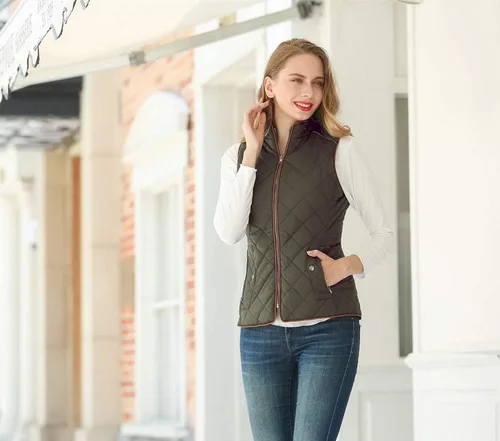 Miniatura 5 de Dilgul Chaleco acolchado para mujer, cuello alto, ligero, con cremallera, con bolsillos