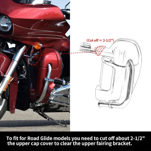 Miniatura 3 de Kit inferior de carenado ventilado negro vívido con altavoces y rejillas de 6.5 pulgadas para Harley Touring Road King Electra Street Glide