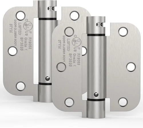 Miniatura 14 de Paquete de 1 bisagra de puerta de cierre automático, bisagra de puerta con resorte de 3.5 pulgadas, tensión ajustable con esquinas de radio de 5/8