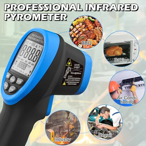 Miniatura 8 de BTMETER BT-1500 - Pistola de pirómetro láser industrial sin contacto 30:1, termómetro láser de temperatura alta infrarroja, -58℉ a 2732℉